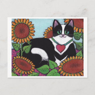 Sunflower Cat Postcard