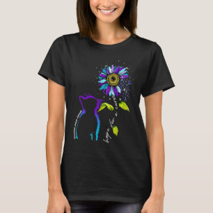Sunflower Cat Teal And Purple Rheumatoid Arthritis T-Shirt