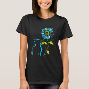 Sunflower Cat Teal Interstitial Cystitis Awareness T-Shirt