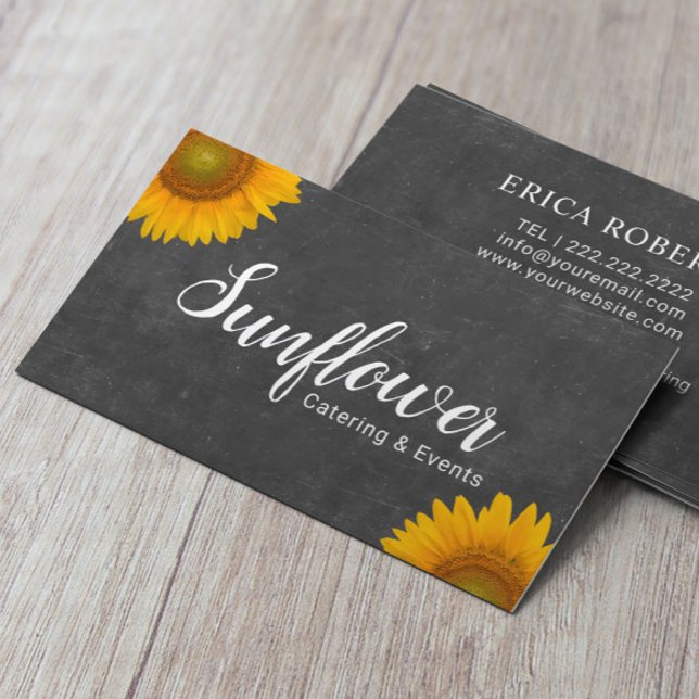 Sunflower Catering & Events Vintage Chalkboard Business Card (Creator Uploaded)