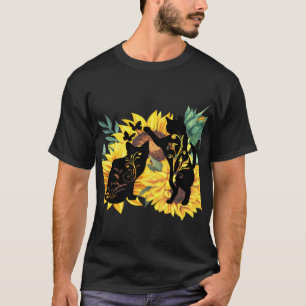 Sunflower Cats – Watercolor Floral Art T-Shirt