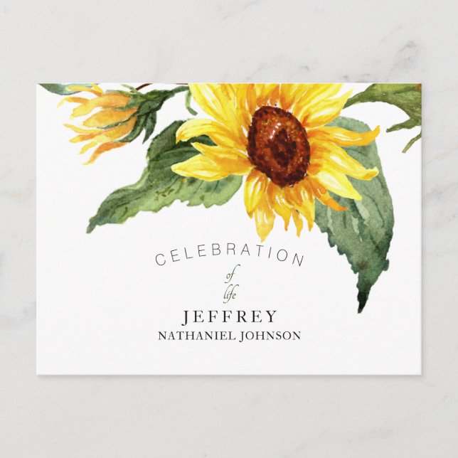 Sunflower Celebration of Life After Loss Gathering Postcard (Front)