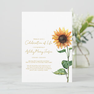 Sunflower Celebration of Life Funeral Invitation