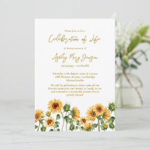Sunflower Celebration of Life Funeral Invitation