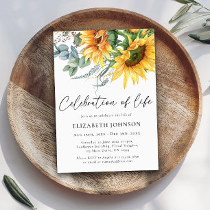 Sunflower Celebration of Life Memorial Invitation