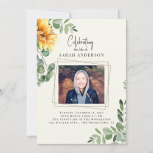 Sunflower Celebration of Life Photo Invitation