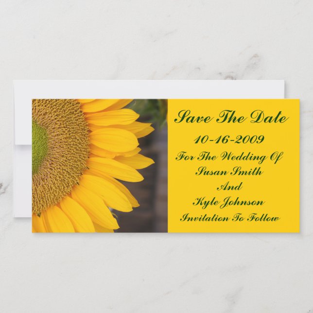 Sunflower Centre Floral Wedding Save The Date (Front)