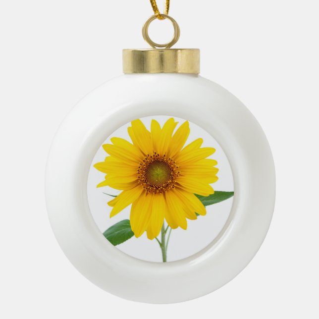 Sunflower Ceramic Ball Christmas Ornament (Front)