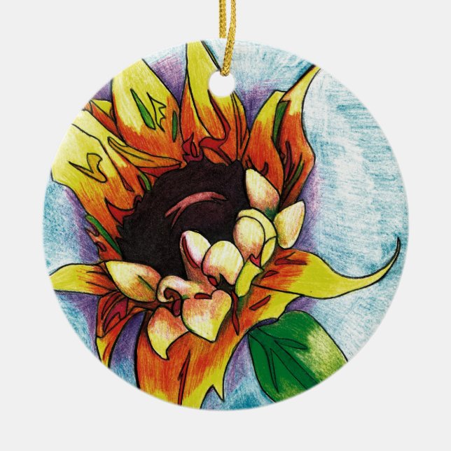 sunflower ceramic tree decoration (Front)