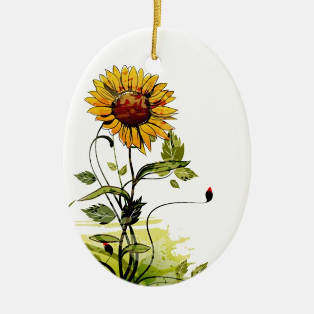 Sunflower Ceramic Tree Decoration (Front)