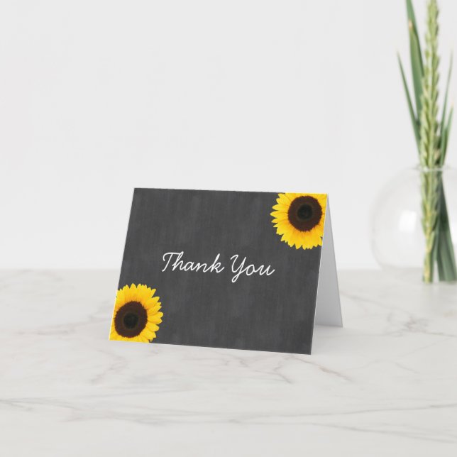 Sunflower Chalkboard Thank You Card (Front)