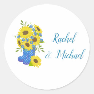 Sunflower Charm Wedding Classic Round Sticker