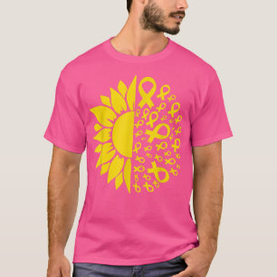 Sunflower Childhood Cancer Awareness Ribbon Mum Da T-Shirt
