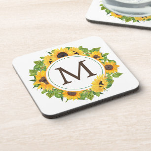 Sunflower Circle Monogram Coaster