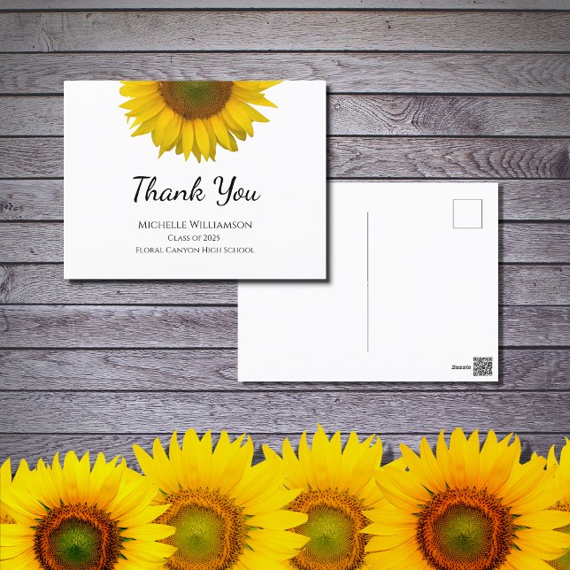 Sunflower Class of 2025 Graduation Thank You  Postcard (Creator Uploaded)