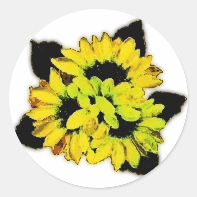 Sunflower Classic Round Sticker (Front)