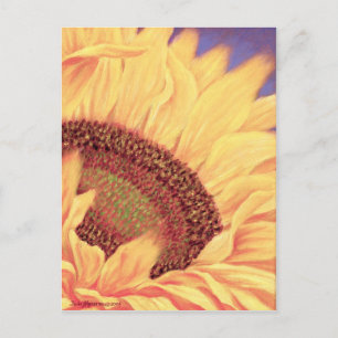 Sunflower Close Up Yellow Painting Flower Art Postcard