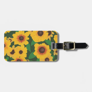 Sunflower Collage Painting Luggage Tags