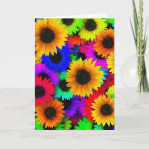 SUNFLOWER COLORFUL FLOWERS THANK YOU CARD