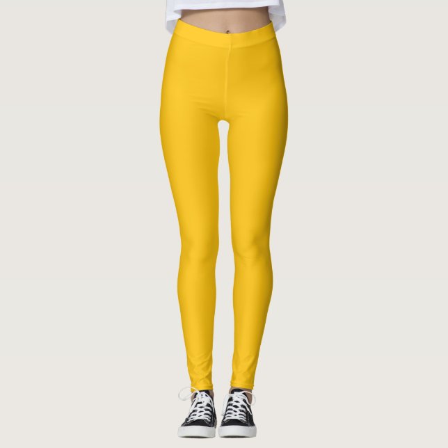 Sunflower Colour Solid Plain Leggings (Front)