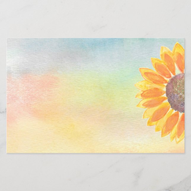 Sunflower Colourful Watercolor Paper Sheet (Front)