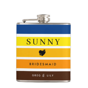 Sunflower Colours Personalised Bridesmaid Hip Flas Hip Flask