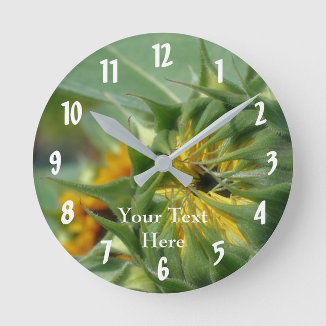 Sunflower Coming Into Bloom Nature Round Clock (Front)