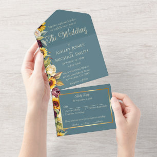 Sunflower Country Elegance All In One Invitation