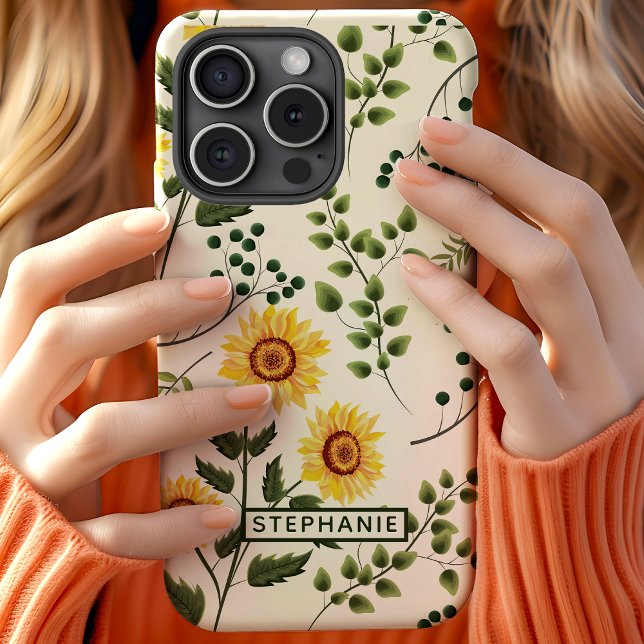 Sunflower Country Floral Personalised Name Case-Mate iPhone Case (Creator Uploaded)