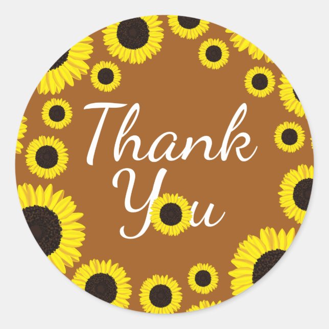 Sunflower Country Graduation Thank You Orange Rust Classic Round Sticker (Front)
