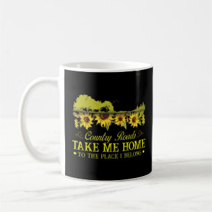 Sunflower Country Roads Take Me Home Farmer Coffee Mug