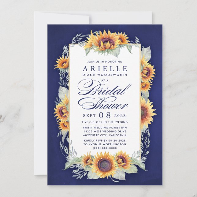 Sunflower Country Rustic Bridal Shower Invitations (Front)