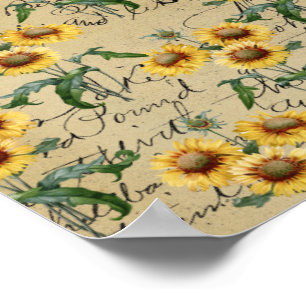Sunflower Country Rustic Vintage Handwritten Poster