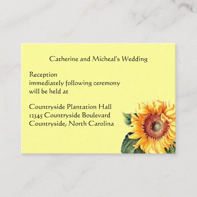 Sunflower Country Wedding Reception Venue Insert (Front)