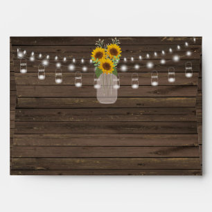 Sunflower Country Wood Mason Jar Wedding Envelopes