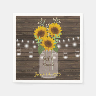 Sunflower Country Wood Mason Jar Wedding Napkin