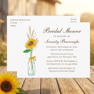 Sunflower Country Yellow Floral Bridal Shower Invitation Postcard