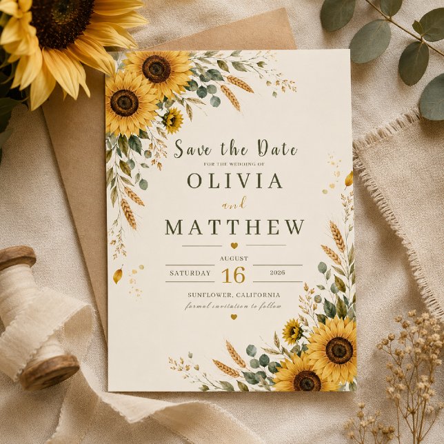 Sunflower Countryside Save the Date Card (Creator Uploaded)