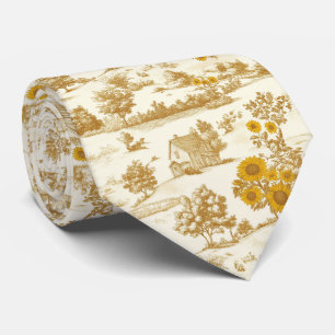 Sunflower Countryside Vintage Yellow Toile (3) Tie