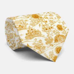 Sunflower Countryside Vintage Yellow Toile Tie