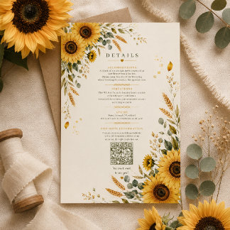 Sunflower Countryside Wedding Details Card
