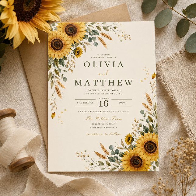 Sunflower Countryside Wedding Invitation (Creator Uploaded)