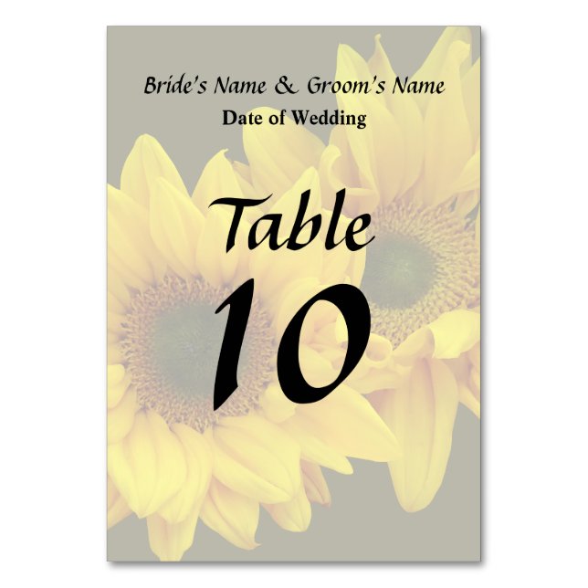 Sunflower Couple Arm in Arm Table Number (Front)