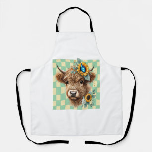 Sunflower Cow Png, Cute Highland Cow Apron