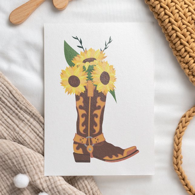 Sunflower Cowboy Boot Flat Card (Creator Uploaded)