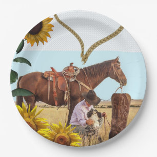Sunflower Cowboy Horse Paper Plates