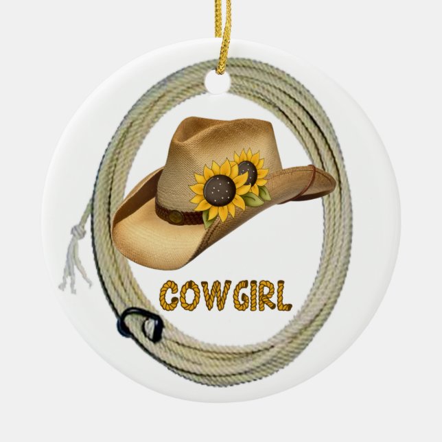 Sunflower Cowgirl Ornament (Front)