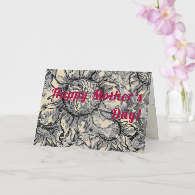 Sunflower Craze colourful summery pattern Card (Orchid)