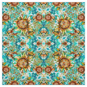 Sunflower Craze colourful summery pattern for you Fabric