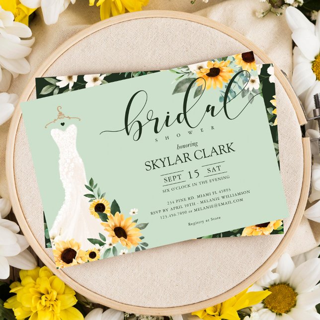 Sunflower Cream Wedding Dress Bridal Shower Invitation (Creator Uploaded)